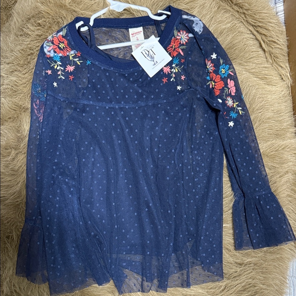 Arizona Jean Company Navy Blue Floral Camisole
